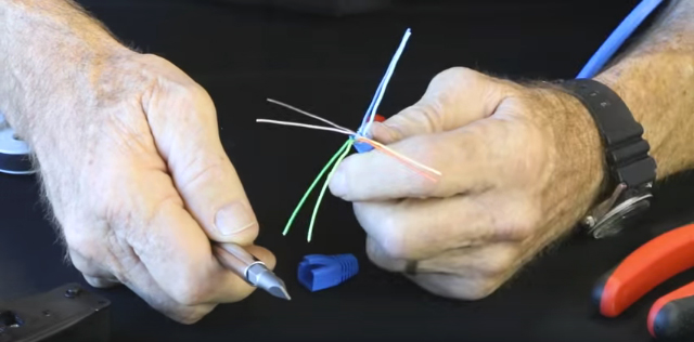 Separate the twisted pairs and drain wire; ensure that there were no kinks in any of them